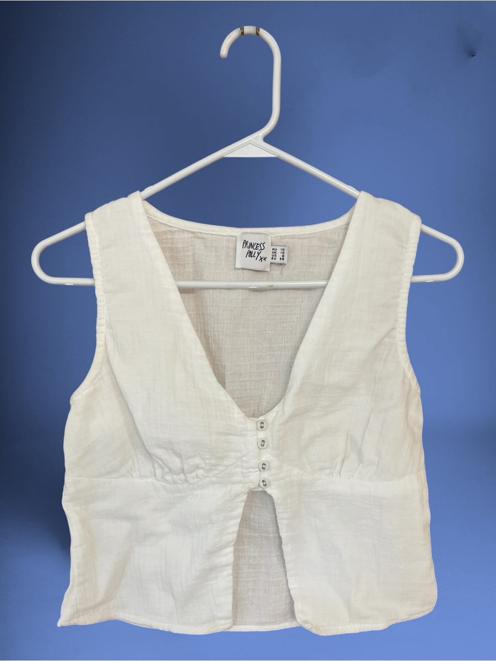 Princess Polly White Button-Front V-Neck Crop Top